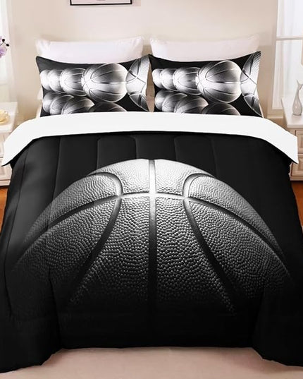 Basketball Comforter Set Twin Size for Boys Kids Teens All Season Sports Theme Basketball Bedding Sets Teenage Bed Bedrooom Set 3 Pieces with Pillowcases, - LeafyLoom