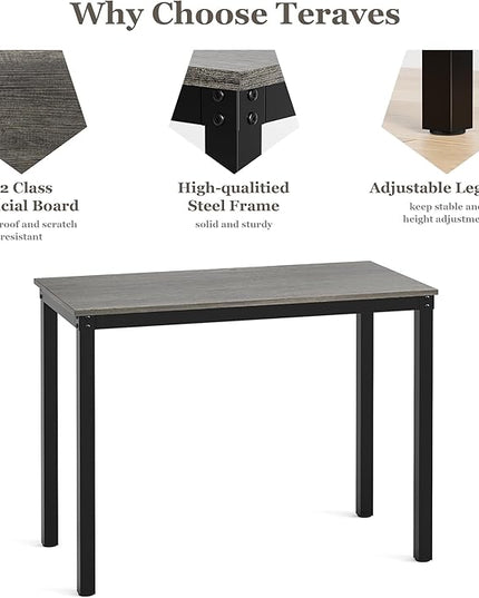 Teraves Computer desk/Dining Table Office Desk Sturdy Writing Workstation for Home Office (39.37“, Black Oak) - LeafyLoom