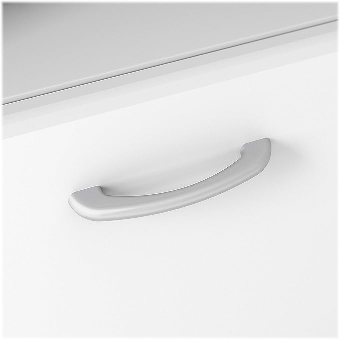 Bush Furniture Cabot L Shaped Computer Desk in White | Corner Table with Drawers and Storage for Personal Home Office Workspace - LeafyLoom
