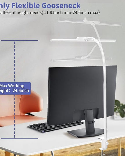 EppieBasic Desk Lamp, Architect Desk Lights for Home Office, Eye Care Led Desk Lamps with Clamp Dimmable & 4 Color Modes, 24V Bright Table Lamp Office Lighting for Working Reading Study（White） - LeafyLoom