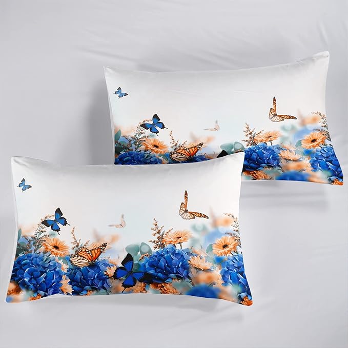 CVHOUSE Butterfly Bedding Set,Butterfly Comforter Queen,Butterfly Comforter Set for Girls Kids Teens,Butterflies Quilt Set with 1 Comforter and 2 Pillow Cases- 3 Piece - LeafyLoom