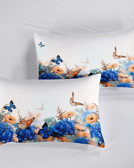 CVHOUSE Butterfly Bedding Set,Butterfly Comforter Twin,Butterfly Comforter Set for Girls Kids Teens,Butterflies Quilt Set with 1 Comforter and 2 Pillow Cases- 3 Piece - LeafyLoom