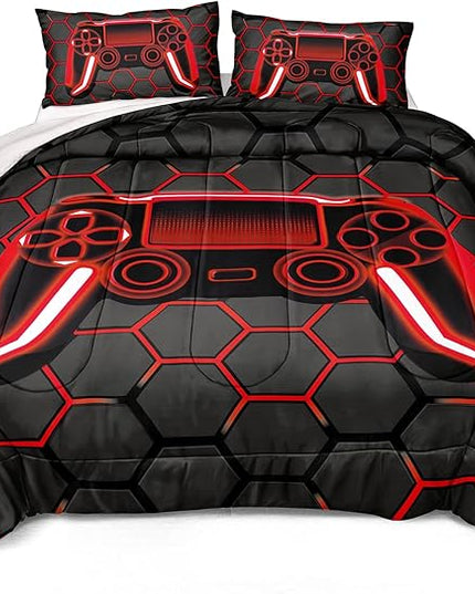Boys Comforter Set,Gaming Bedding for Kids Teen,Game Console Comforter Set for Gamer Room Decor(comforter-Game42,Full) - LeafyLoom
