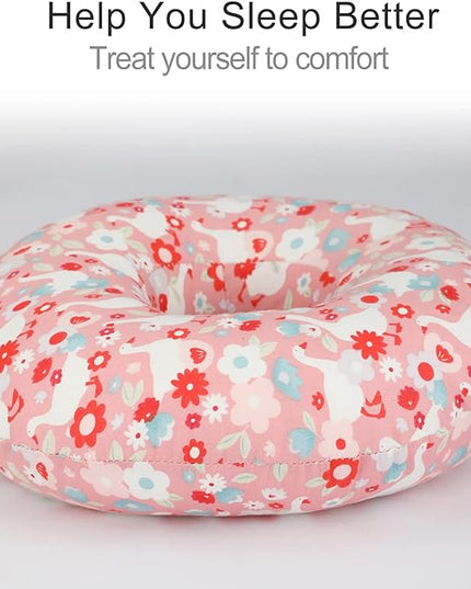 Ear Piercing Pillow for Side Sleeping, CHN Pillow with Hole for Side Sleepers Ear Pain Inflammation Pressure Sores O-Shaped Donut Guard Pink Goose - LeafyLoom