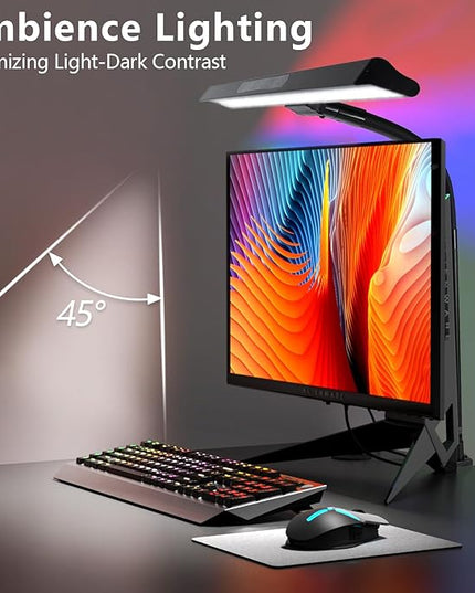 2-in-1 Desk Lamp with RGB Backlight,Architect Desk Lamps for Home Office,24W Tall Desk Lamp with Clamp,60"Timer,25 Lighting Modes,Eye Protection Swing Arm Lamp for Home/Office/Gaming/Study - LeafyLoom