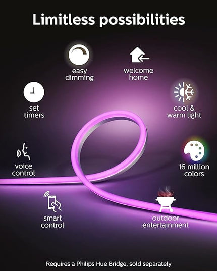 Philips Hue Outdoor 7-Foot Smart LED Light Strip - White and Color Ambiance - 1 Pack - Requires Hue Bridge - Weatherproof - Control with Hue App - Works with Alexa, Google Assistant and Apple HomeKit PhilipsHue