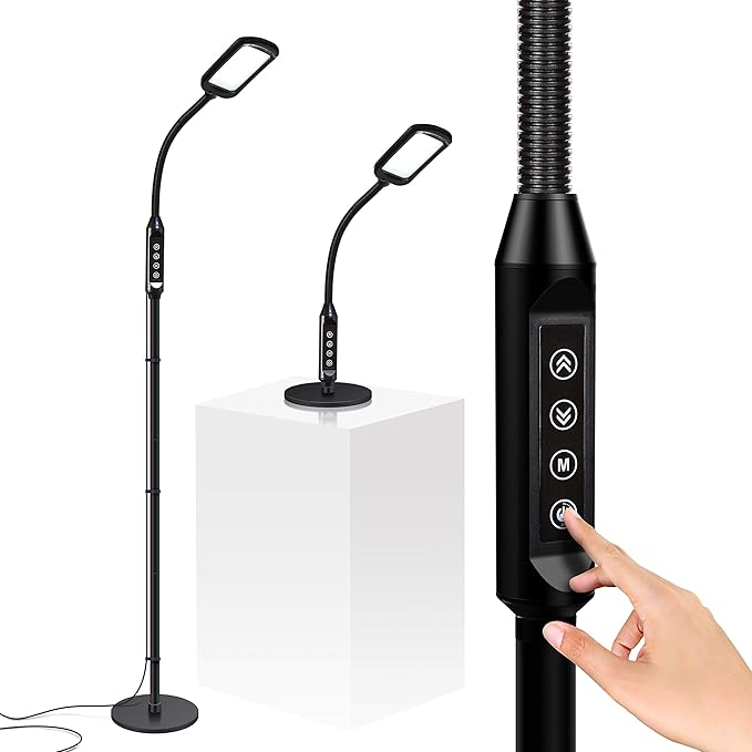 Brightech Litespan 2-in-1 LED Floor & Desk Lamp, Adjustable Height, Shades, Neck, Esthetician Light for Lashes, Portable Gooseneck Standing Lamp for Living Room, Dorm, Table - LeafyLoom