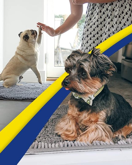 Muddy Mat® Shown on TV – Super Absorbent Microfiber Dog Door Mat for Muddy Paws, Non-Slip Washable Pet Rug, Quick Dry Chenille Entryway Carpet, Machine Washable Indoor Outdoor mat, Grey 35"x24" MuddyMat