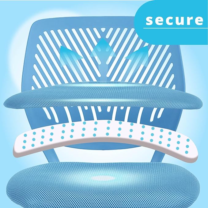 FurnitureR Writing Task Chair 360 Swivel,Low Mid PP Mesh Back Fabric Seat, Height Adjustable, Rolling Castor,W15.7”xD15.2”x H29.5-34.2",Blue - LeafyLoom