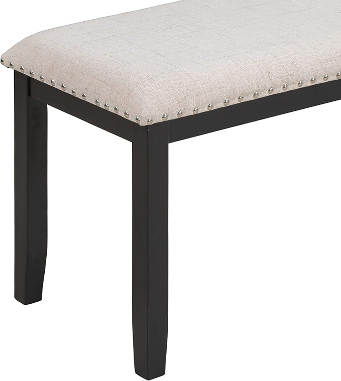 Kitchen Set Modern Style 6-piece Dining 4 Chairs & 1 Bench, Marbled Veneers Tabletop and V-shaped Table Legs, White - LeafyLoom
