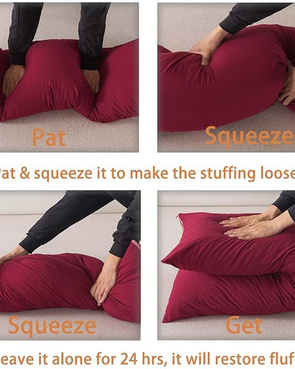 WhatsBedding Memory Foam Body Pillow with Breathable Zippered Cotton Cover, Full Body Pillow for Adults, Long Pillow for Sleeping, Firm Body Pillow Fluffy Supportive, Burgundy Red - LeafyLoom