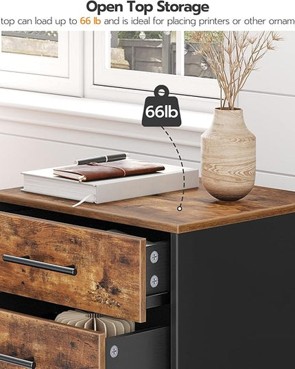 HOOBRO 7-Drawer Chest, File Cabinet, Wooden File Cabinet, Office Cabinet with Drawers, Storage Cabinet, for Home Office, Study, Easy Assembly, Rustic Brown and Black BF07WJ01 - LeafyLoom
