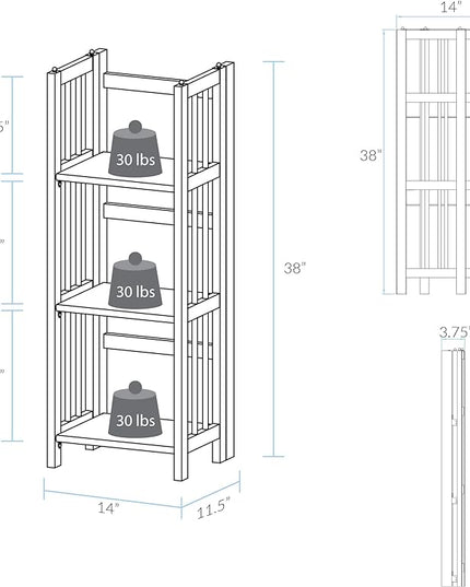 Casual Home 3-Shelf Folding Bookcase (14" Wide)-Mahagony - LeafyLoom