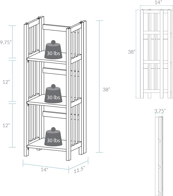 Casual Home 3-Shelf Folding Bookcase (14" Wide)-Mahagony - LeafyLoom