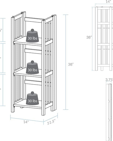 Casual Home 3-Shelf Folding Bookcase (14" Wide)-Walnut - LeafyLoom