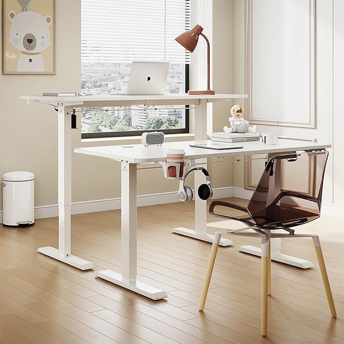 Large 63Inch Electric Standing Desk Height Adjustable, Sit Stand up Desk Home Office Computer Ergonomic Desk Memory Preset with Pencil Tray… - LeafyLoom