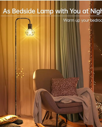 BoostArea Industrial Standing Lamp with 6W LED Bulb,E26 Socket,On/Off Footswitch,Whole Metal,Modern Floor Lamp for Bedroom,Office, Living Room,Rustic,Vintage,Farmhouse - LeafyLoom
