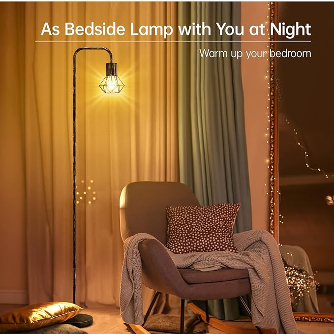 BoostArea Industrial Standing Lamp with 6W LED Bulb,E26 Socket,On/Off Footswitch,Whole Metal,Modern Floor Lamp for Bedroom,Office, Living Room,Rustic,Vintage,Farmhouse - LeafyLoom