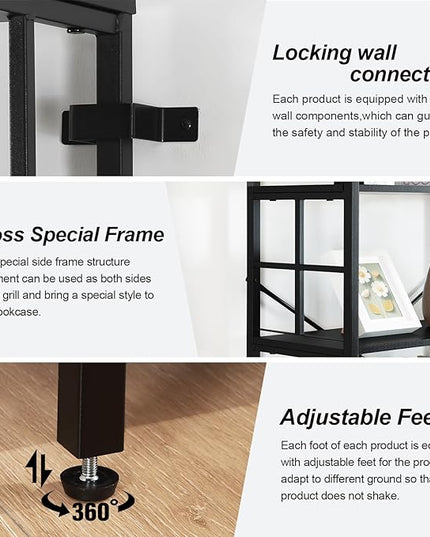 HOMISSUE Tall Bookshelf, 84" Bookshelves and Bookcases Double Wide 7-Tier Bookshelf, Tall Bookcase Wood Style and Metal Open Display Shelves for Living Room Home Office - LeafyLoom