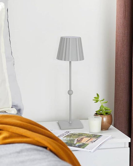 GGOYING Battery Operated Table Lamp,5200mAh Cordless Portable LED Lamp with 3 Temperature, Stepless Dimmable Minimalist Battery LED Night Light Camping(Gray) - LeafyLoom