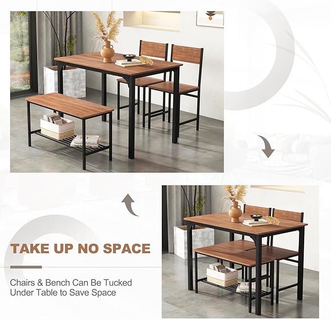 GLACER Dining Table Set, Small, Teak - LeafyLoom