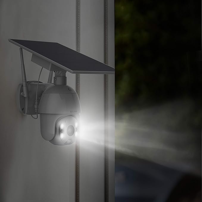 SOLIOM S600 Outdoor WiFi Security Camera - 360° Pan Tilt, Solar Powered with Battery, Motion Detection, Color Night Vision, 2-Way Talk, Remote Access SOLIOM