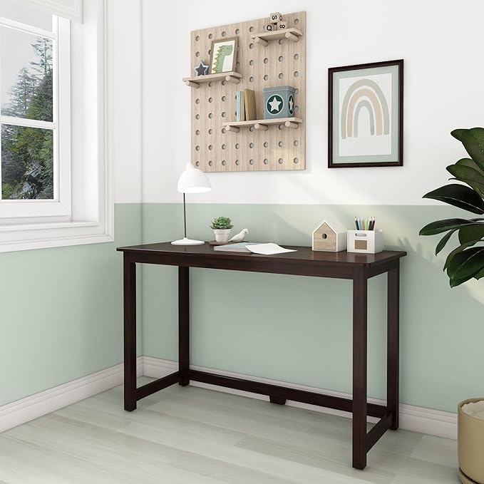Max & Lily Solid Wood Desk, 47 Inches, Espresso - LeafyLoom
