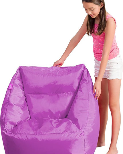 Posh Creations Coronado Bean Bag Boys and Girls Large Chair for Kids, for Gaming and Playrooms, Soft Nylon-Purple, Large Bean Bag - LeafyLoom