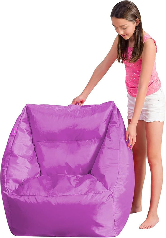 Posh Creations Coronado Bean Bag Boys and Girls Large Chair for Kids, for Gaming and Playrooms, Soft Nylon-Purple, Large Bean Bag - LeafyLoom