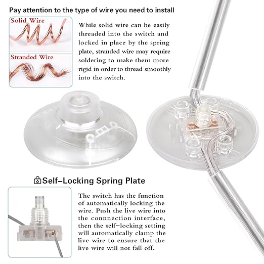 1Pcs Floor Lamp Foot Switch, Clear Foot Pedal Switch, Round Floor Lamps Foot Inline Switch, Step ON Off Spring Push Button, for Foot Pedal Control Replacement Floor Lamp Extension Cord Parts - LeafyLoom