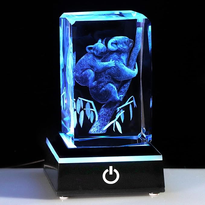 Qianwei Gifts for Mom from Daughter Son Kids, 3D Crystal Engrave koala Bears Gifts for Women Mom Girls, Birthday Gifts for Mom Unique - LeafyLoom