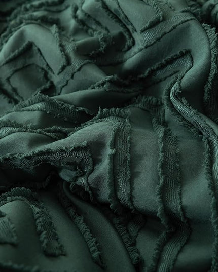 Queen Comforter Set Dark Green, Boho Forest Green Christmas Comforter Set 3 Pieces, All Season Tufted Queen Size Bed Comforter Set (90x90In Comforter & 2 Pillowcases) - LeafyLoom