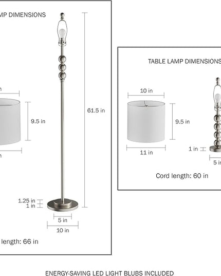 Lavish Home Table and Floor Lamps - Set of 3 Matching Modern Stacked Balls Lighting Energy-Efficient LED Bulbs Included - LeafyLoom