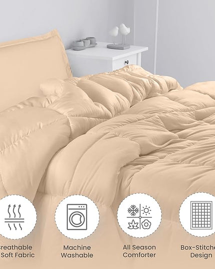 Utopia Bedding Twin Comforter Set Kids with 1 Pillow Sham, Bedding Comforter Sets, Down Alternative Beige Comforter, Soft and Comfortable, Machine Washable - LeafyLoom