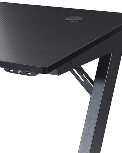 OSP Home Furnishings Beta Battlestation Gaming Desk with Bluetooth RGB LED Lights, Matte Black - LeafyLoom