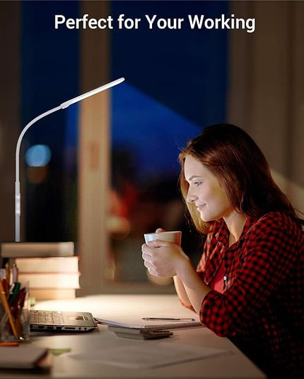 NXONE Led Floor Lamp,Modern Reading Adjustable Standing Height 4 Colors and Stepless Brightness Work Lamp for Living Room Bedroom Reading, White - LeafyLoom