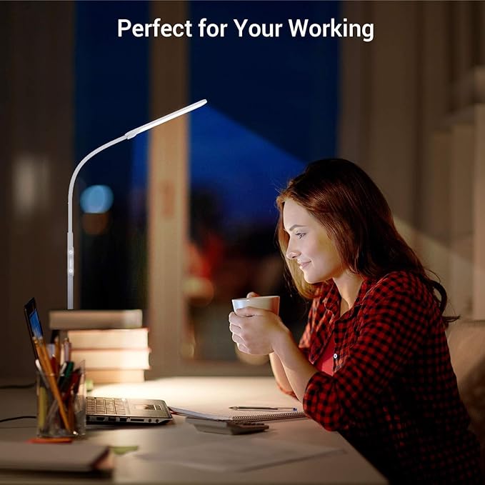 NXONE Led Floor Lamp,Modern Reading Adjustable Standing Height 4 Colors and Stepless Brightness Work Lamp for Living Room Bedroom Reading, White - LeafyLoom