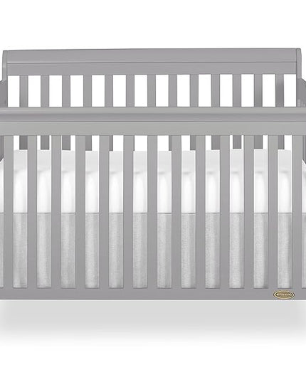Dream On Me Ashton 4-In-1 Convertible Crib In Storm Grey, Greenguard Gold, JPMA Certified, Non-Toxic Finishes, Features 4 Mattress Height Settings, Made Of Solid Pinewood - LeafyLoom