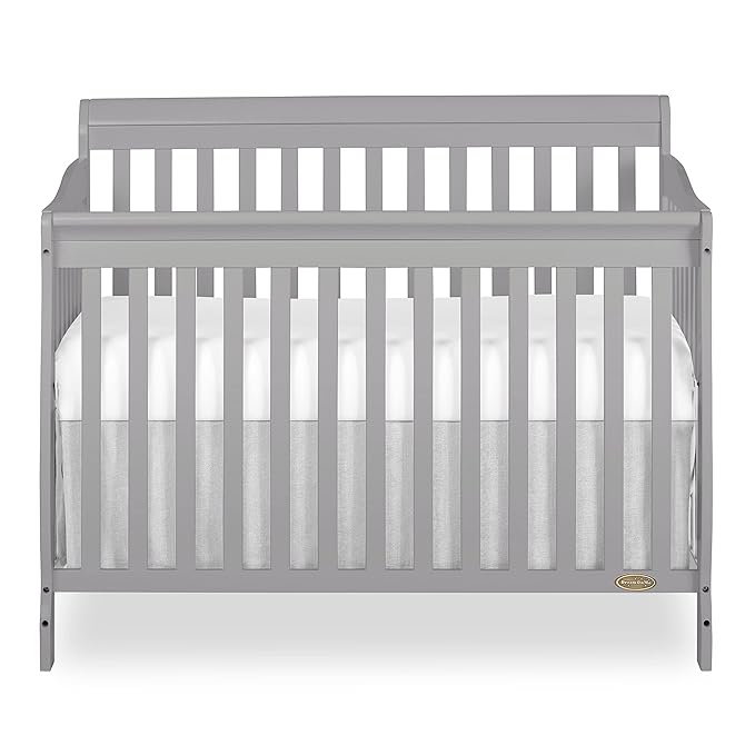 Dream On Me Ashton 4-In-1 Convertible Crib In Storm Grey, Greenguard Gold, JPMA Certified, Non-Toxic Finishes, Features 4 Mattress Height Settings, Made Of Solid Pinewood - LeafyLoom