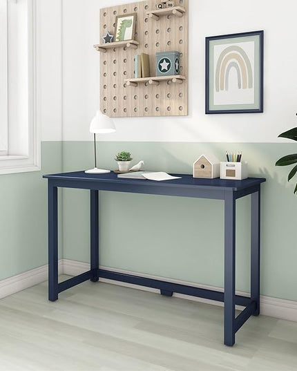 Max & Lily Solid Wood Desk, 47 Inches, Blue - LeafyLoom