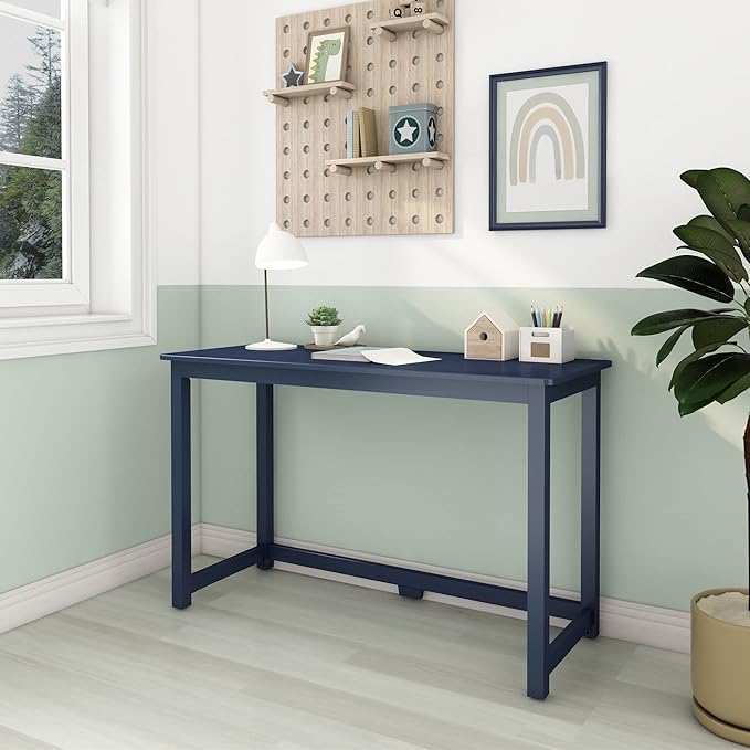 Max & Lily Solid Wood Desk, 47 Inches, Blue - LeafyLoom