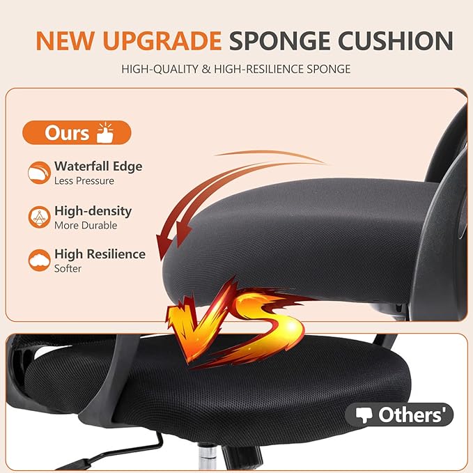 Sweetcrispy Home Office Drafting Desk Chair - Ergonomic High Stool Computer with Adjustable Height and Comfy Lumbar Support, Tall Rolling Task for Standing Desk with Flip-up Arm and Footrest, Black - LeafyLoom
