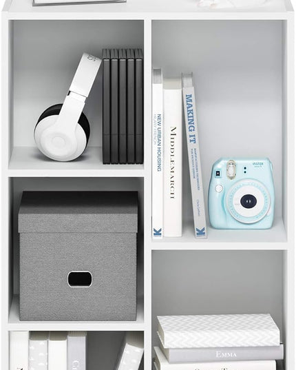 Furinno Luder Bookcase / Book / Storage , 5-Cube, White - LeafyLoom