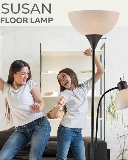 LIGHTACCENTS Adjustable Black Floor Lamp, 72'', Reading Light, Modern Style, Tall Lamp for Living Room, Bedroom, Office - LeafyLoom