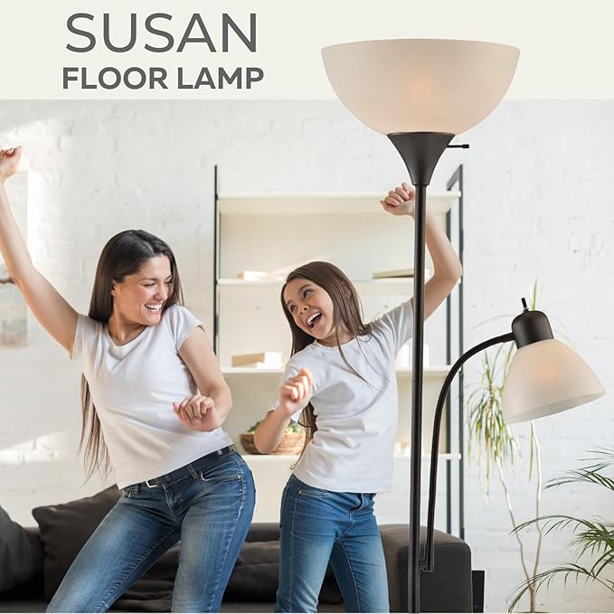 LIGHTACCENTS Adjustable Black Floor Lamp, 72'', Reading Light, Modern Style, Tall Lamp for Living Room, Bedroom, Office - LeafyLoom