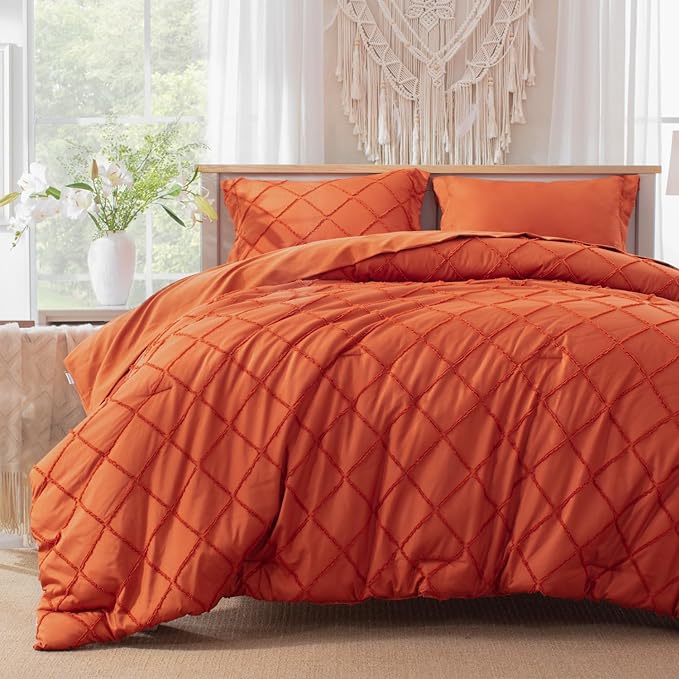 Burnt Orange Boho Comforter Set -5 Pieces - LeafyLoom