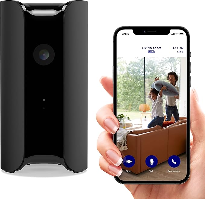 Canary Pro Indoor Home Security Camera 1080p HD WiFi IP | 24/7 Watch Live Video, Siren, Climate Monitor, Motion Alerts, Two-Way Talk, Night Vision, 10x Zoom, Private Mode, Works with Alexa and More Canary