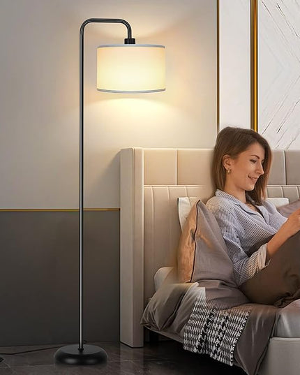 [Upgraded] LED Floor Lamp for Living Room, 3 Color Temperature Floor Lamp with Foot Switch Modern Standing Lamp Tall Pole Floor Reading Lamp for Bedroom, Study Room, Office, 9W Bulb Included, Black - LeafyLoom