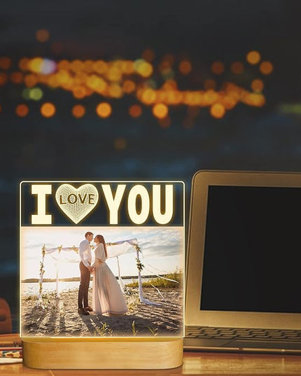 Attivolife I Love You Picture Frame, Light up Photo Frame with Warm LED Night Light, Desktop Display Creative Memory Gifts for Couple Women Mom Valentine Day Wedding Anniversary Present(4x6'' Photo) - LeafyLoom
