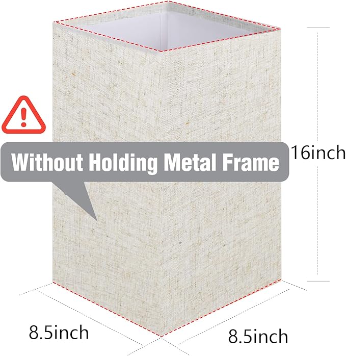 OUTON Linen Lamp Shade 16 x 8.5 x 8.5 inch for Shelf Floor Lamp (Beige) - LeafyLoom